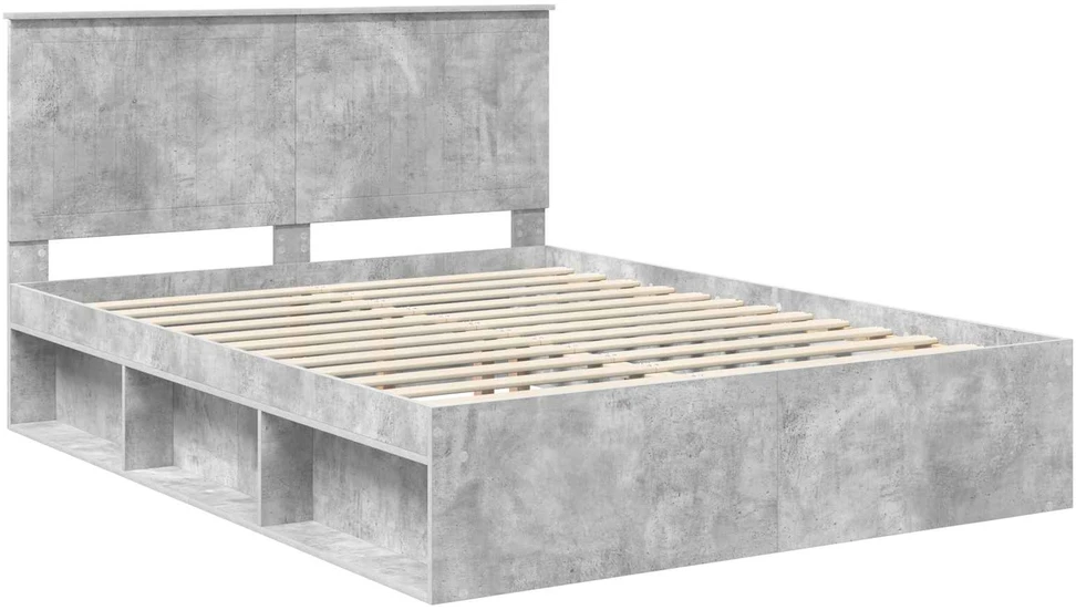Lovos rėmas Betono pilka 150 x 200 cm Kietos pušies mediena