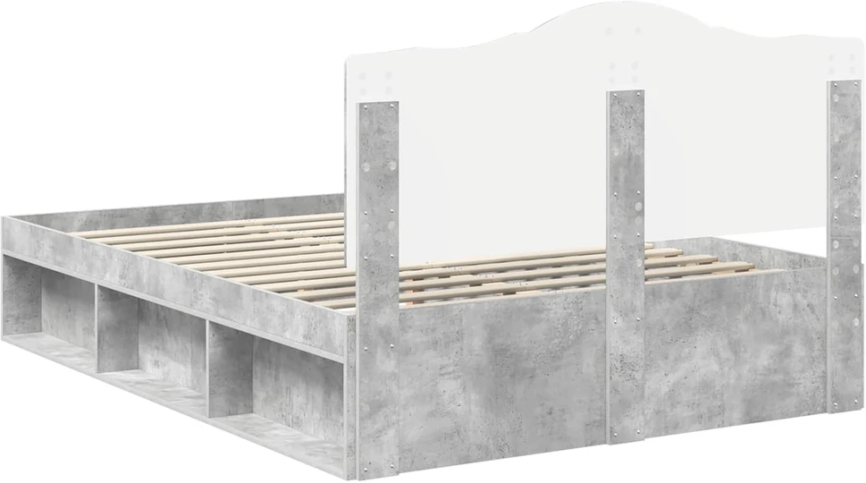 Lovos rėmas Betono pilka 150 x 200 cm Kietos pušies mediena