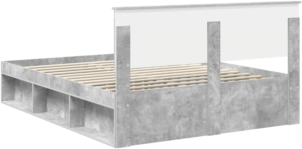 Lovos rėmas Betono pilka 150 x 200 cm Kietos pušies mediena