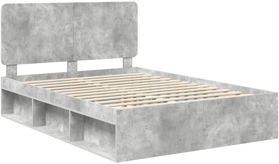 Lovos rėmas Betono pilka 150 x 200 cm Kietos pušies mediena