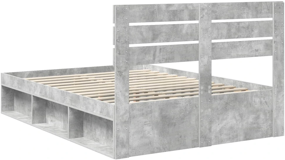 Lovos rėmas Betono pilka 150 x 200 cm Kietos pušies mediena