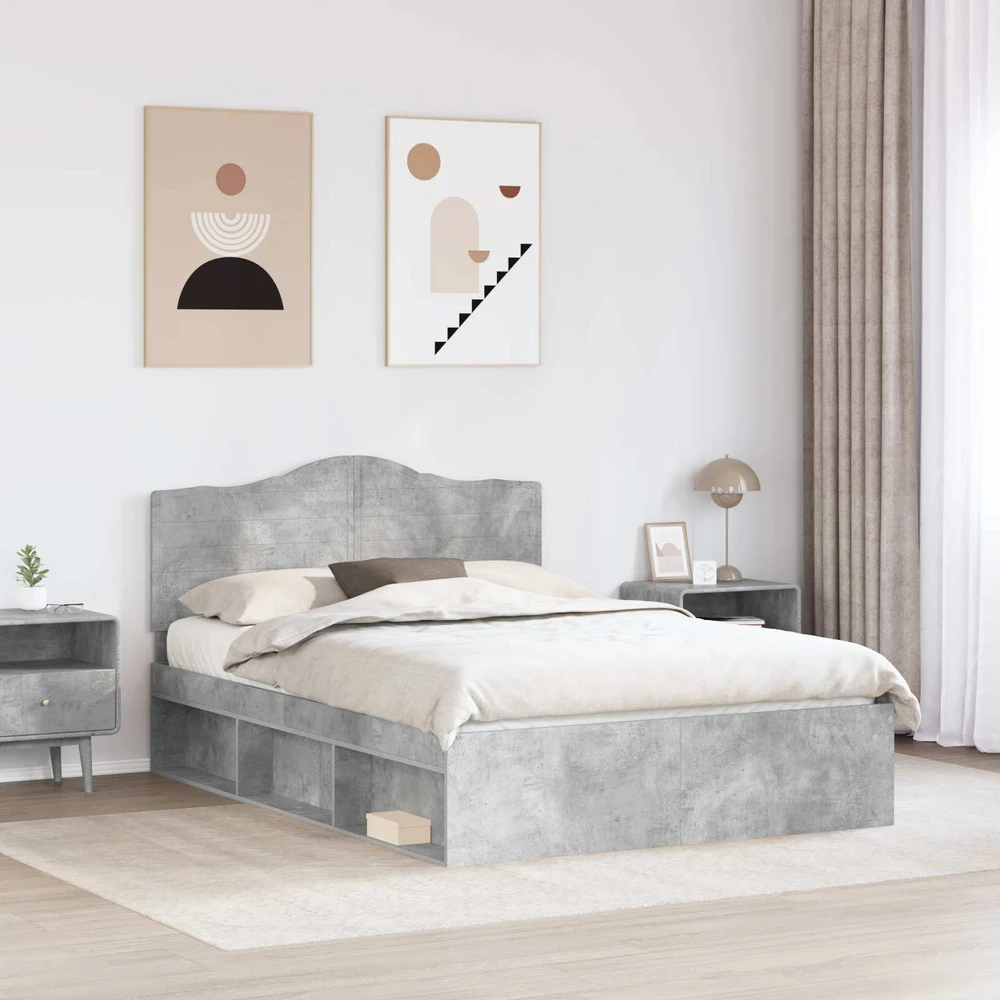 Lovos rėmas Betono pilka 150 x 200 cm Kietos pušies mediena