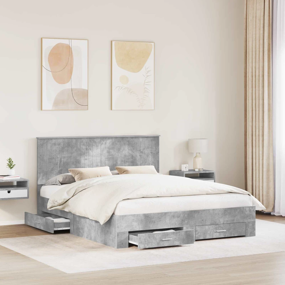 Lovos rėmas Betono pilka 160 x 200 cm Apdirbta mediena