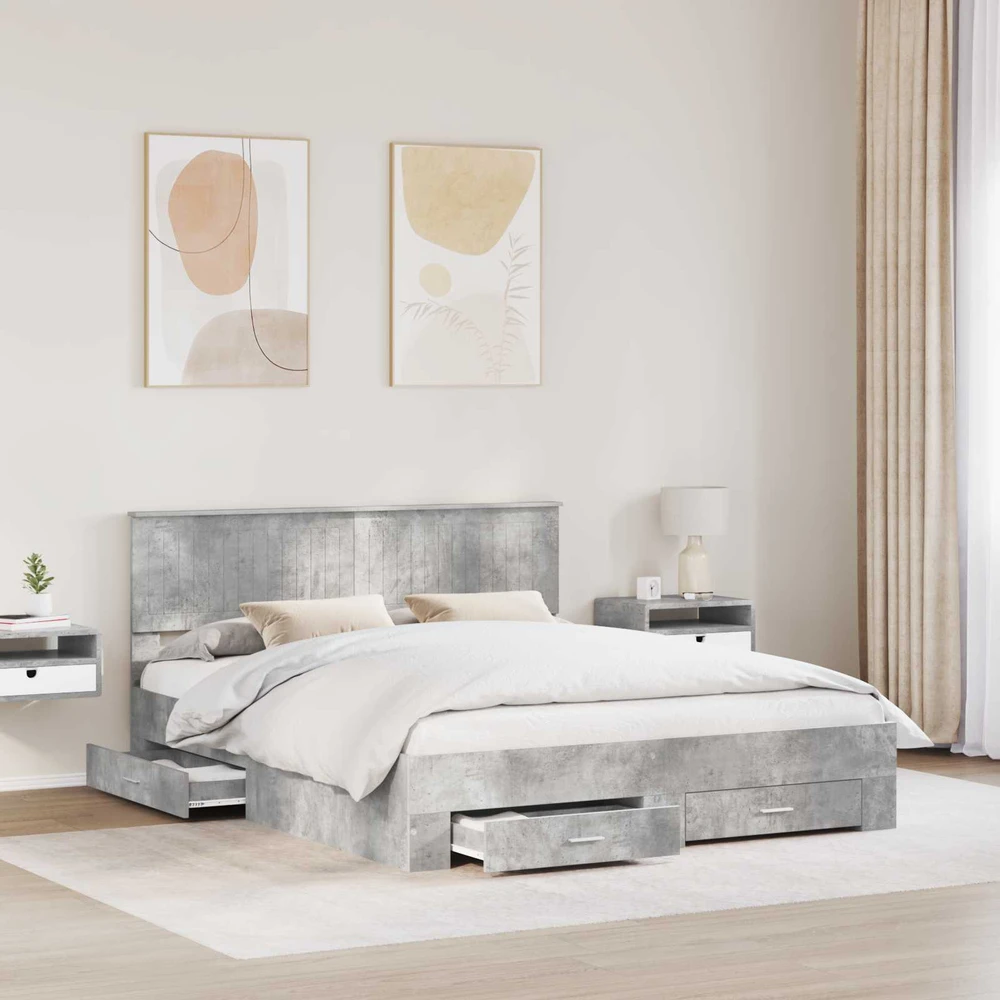 Lovos rėmas Betono pilka 160 x 200 cm Apdirbta mediena