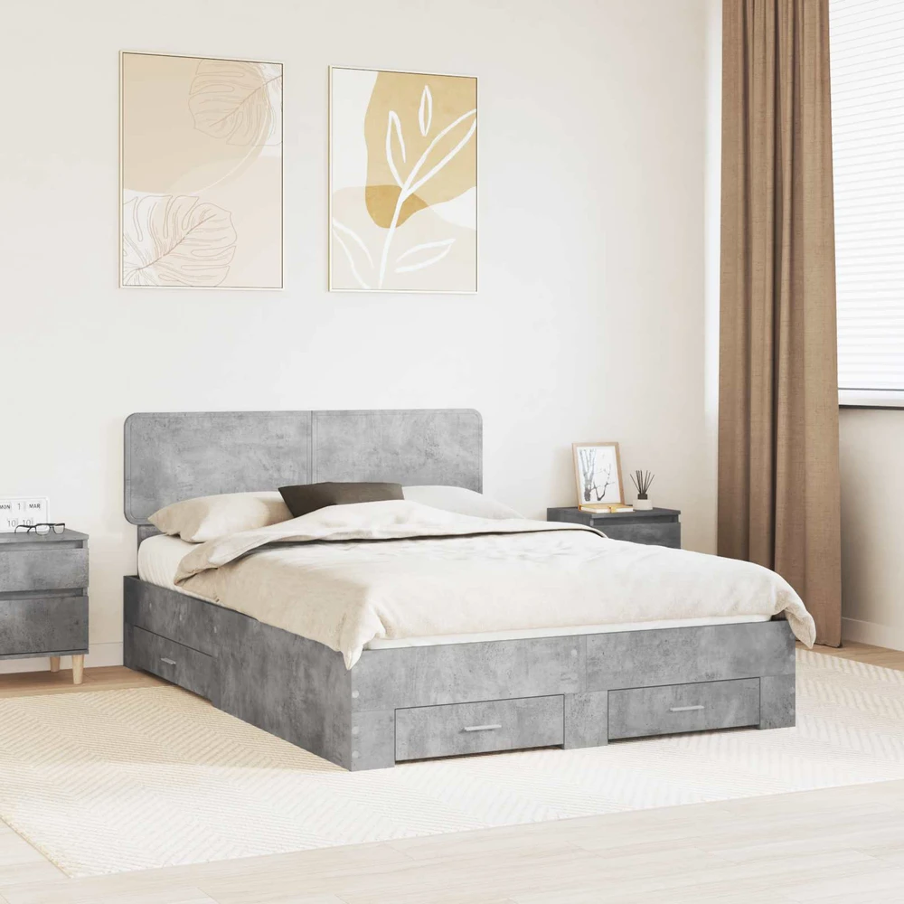 Lovos rėmas Betono pilka 160 x 200 cm Apdirbta mediena