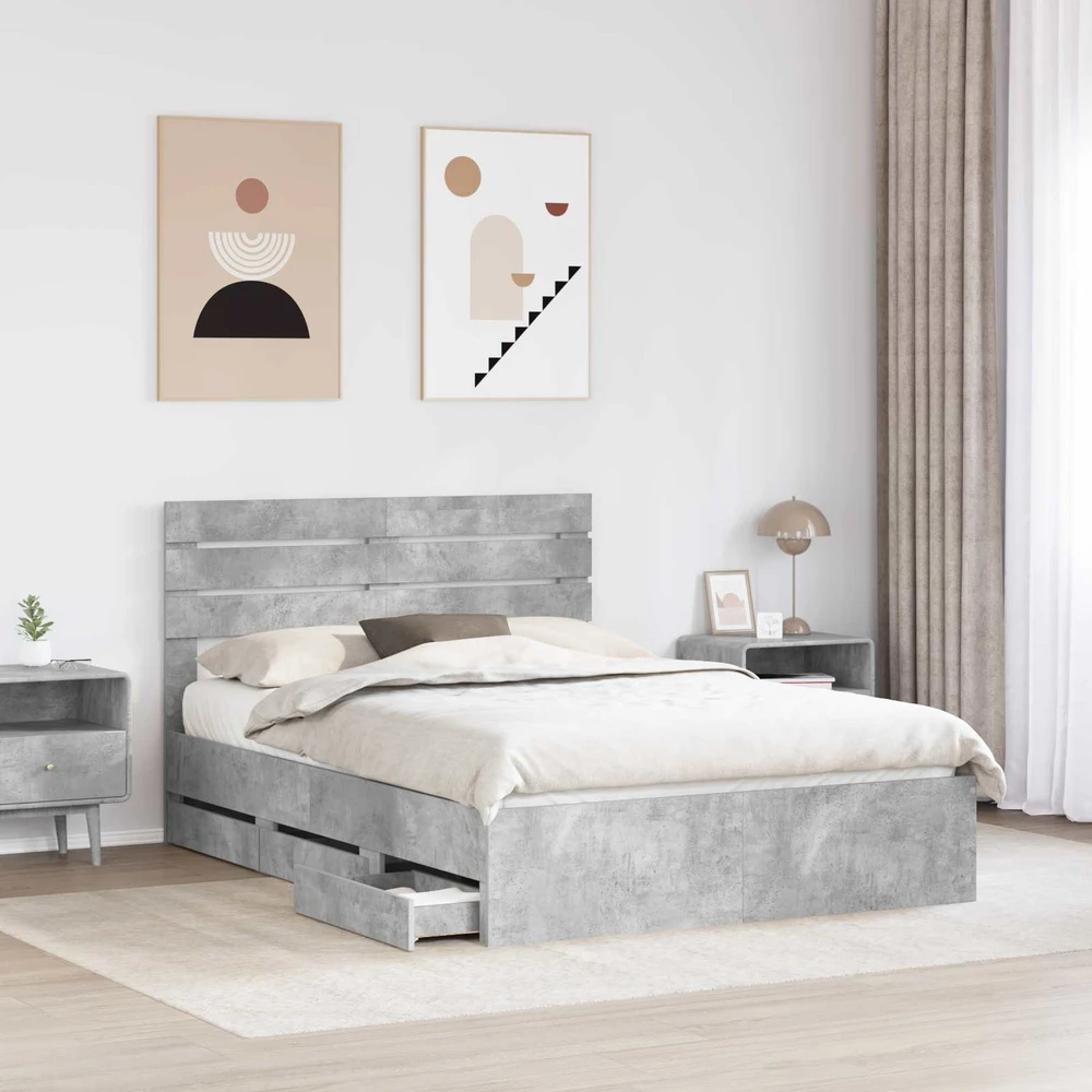 Lovos rėmas Betono pilka 160 x 200 cm Inžinerinė mediena