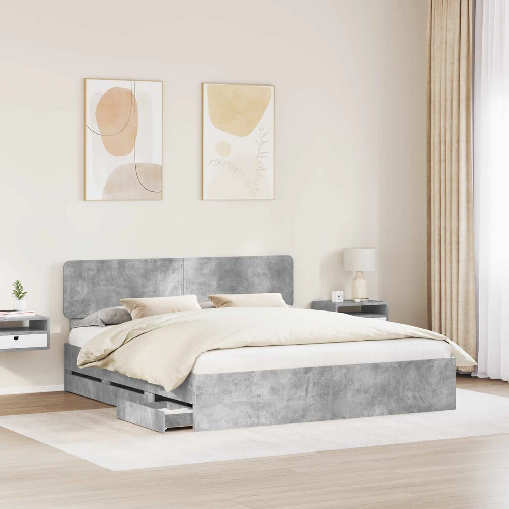Lovos rėmas Betono Pilka 180 x 200 cm Dirbtinė mediena