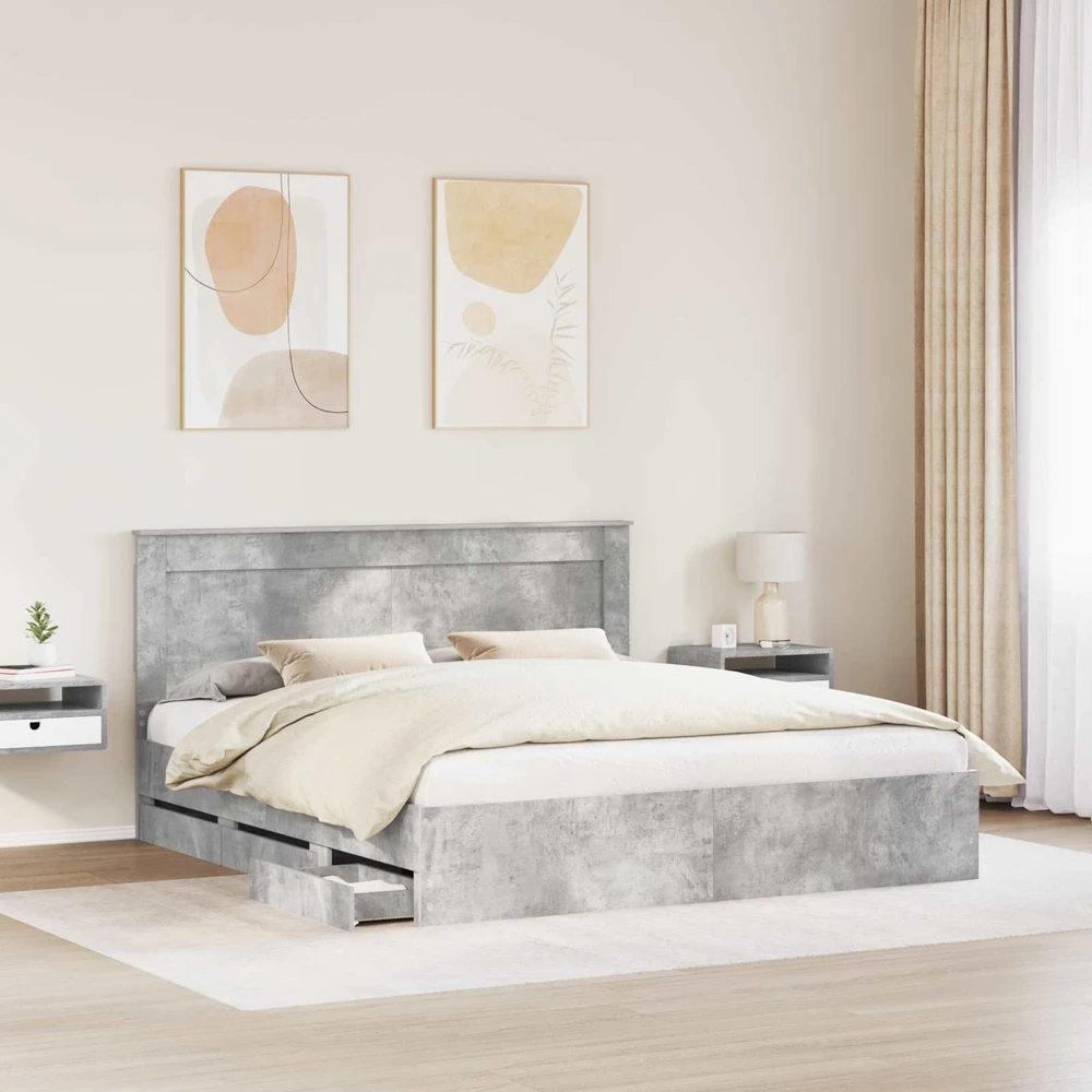 Lovos rėmas Betono pilka 180 x 200 cm Inžinerinė mediena