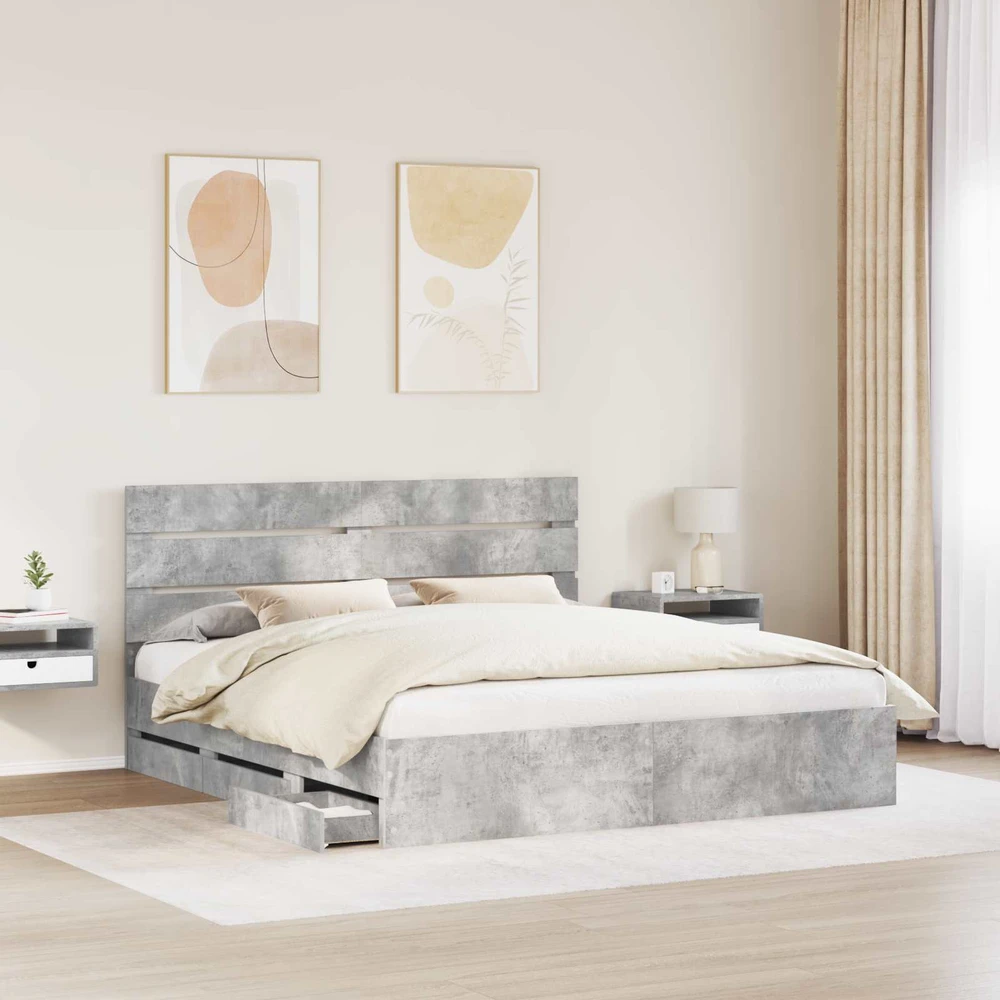 Lovos rėmas Betono pilka 180 x 200 cm Inžinerinė mediena