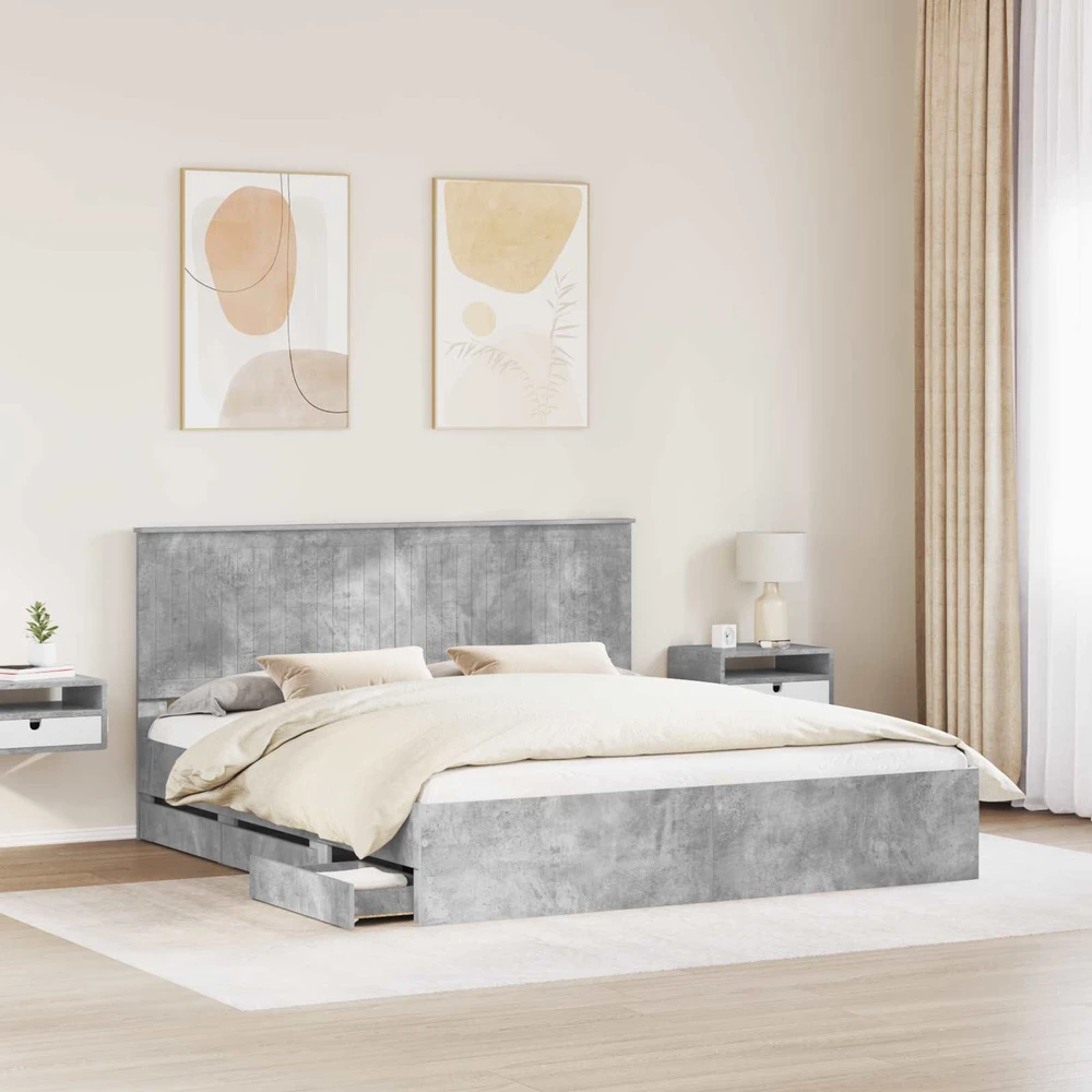Lovos rėmas Betono pilka 180 x 200 cm Inžinerinė mediena