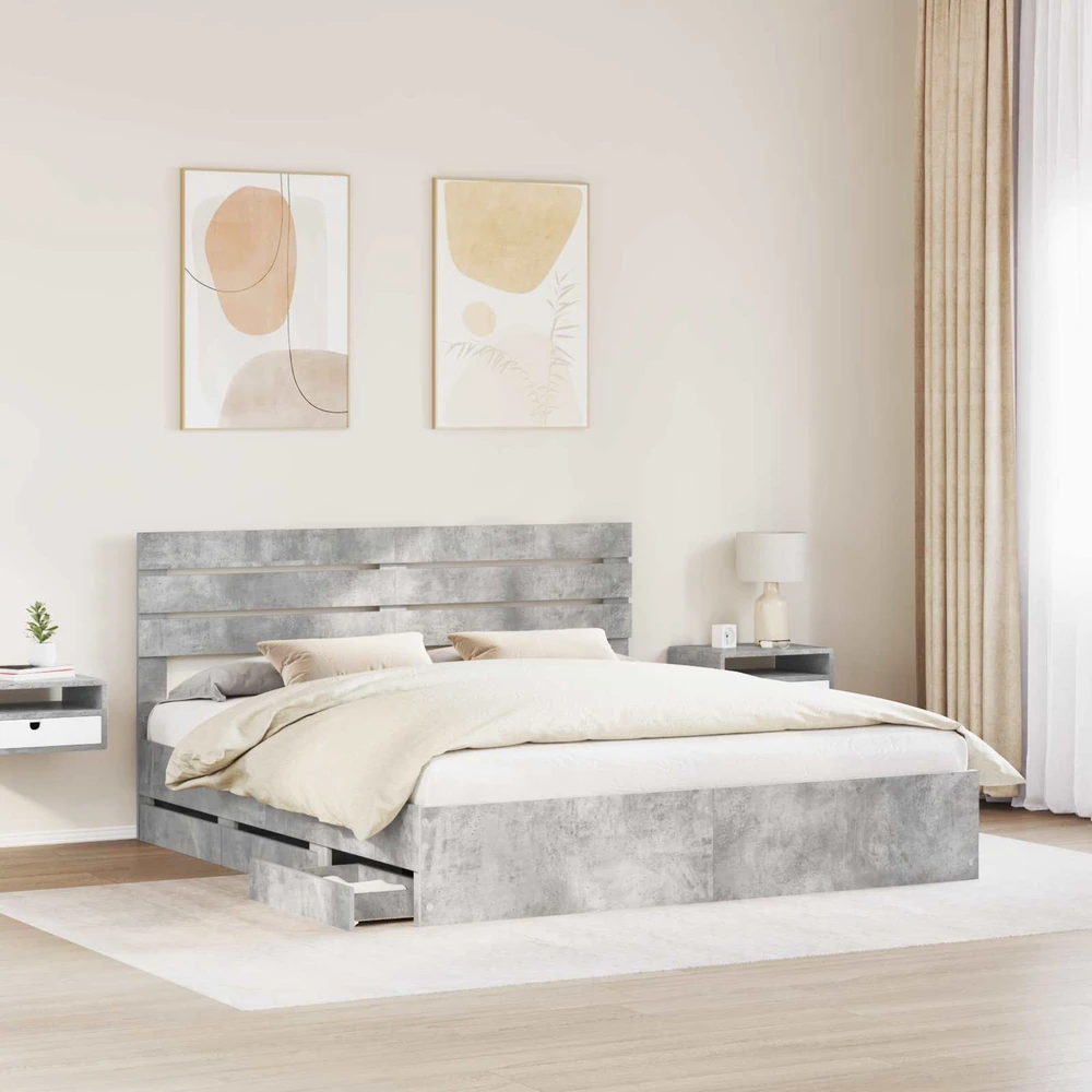 Lovos rėmas Betono pilka 180 x 200 cm Inžinerinė mediena