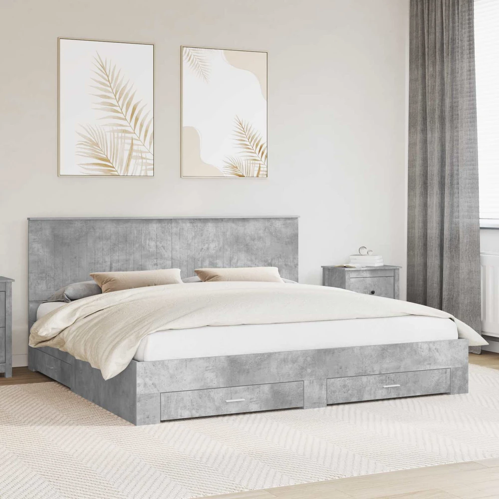 Lovos rėmas Betono pilka 200 x 200 cm Apdirbta mediena