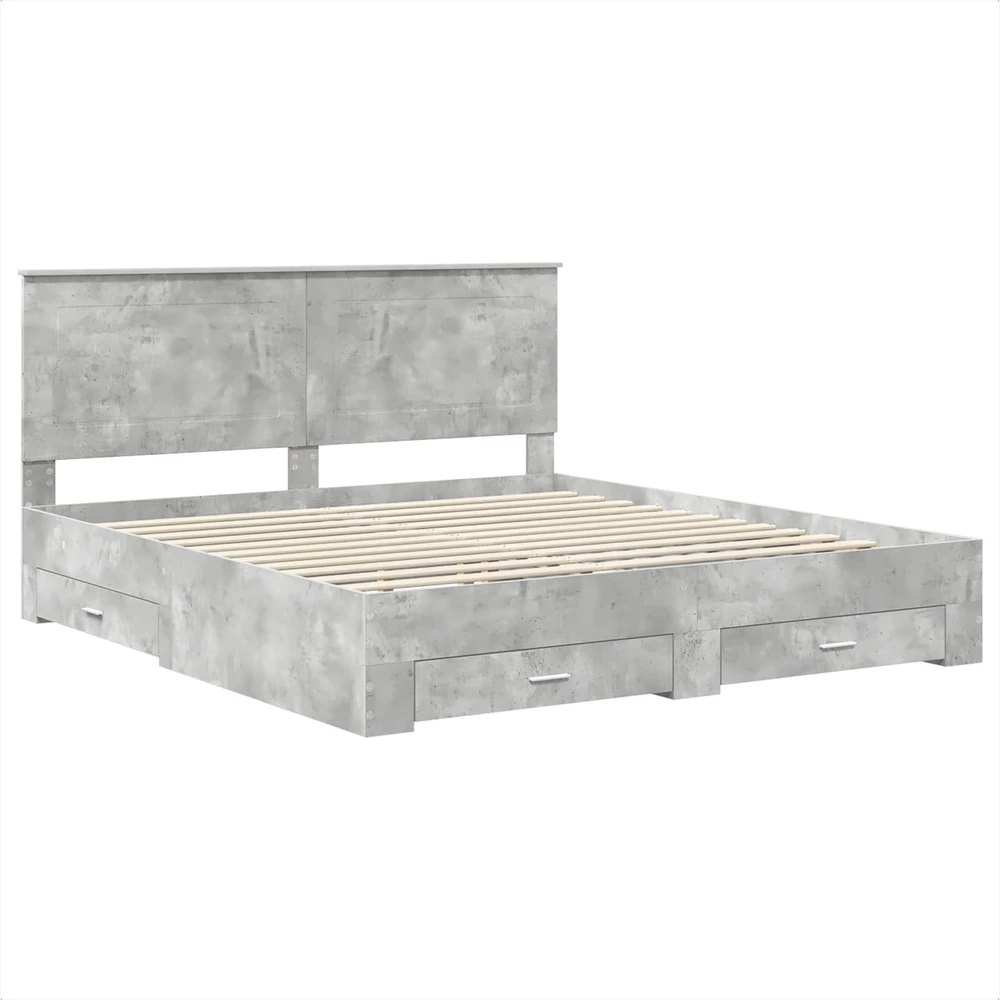 Lovos rėmas Betono pilka 200 x 200 cm Apdirbta mediena