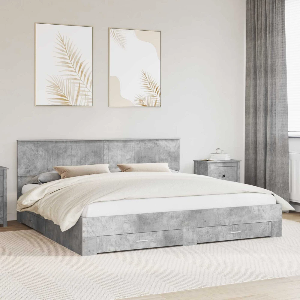 Lovos rėmas Betono pilka 200 x 200 cm Apdirbta mediena