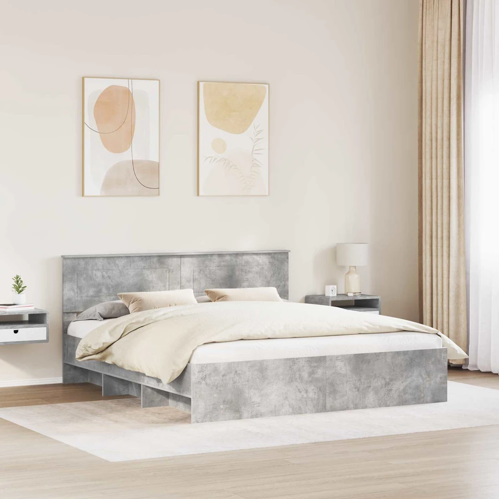 Lovos rėmas Betono pilka 200 x 200 cm Apdirbta mediena