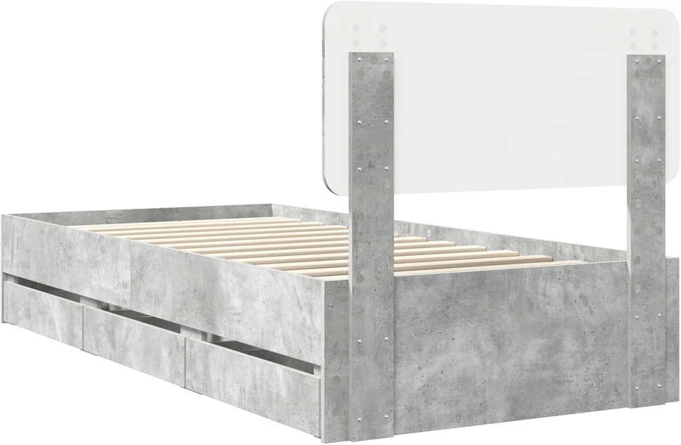Lova Lovos rėmas Betono Pilka 75 x 190 cm Dirbtinė mediena