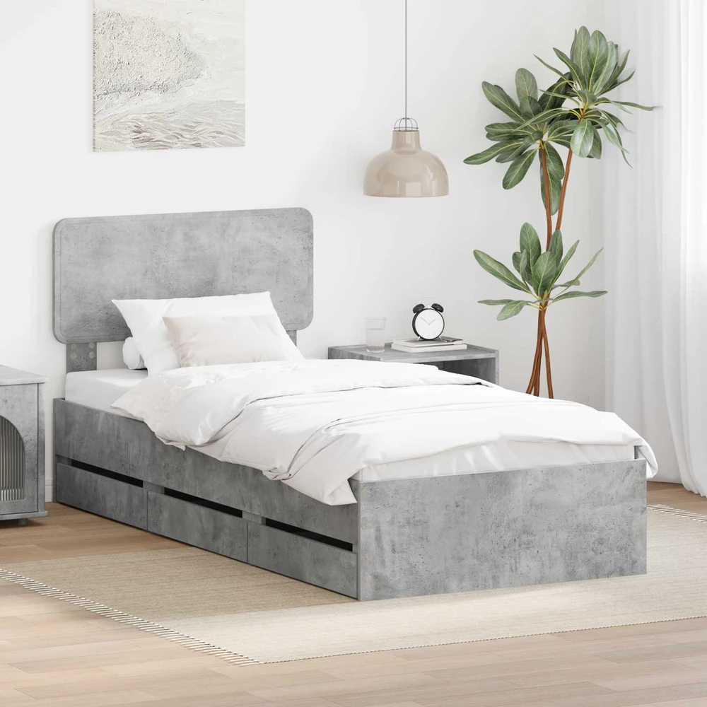Lova Lovos rėmas Betono Pilka 75 x 190 cm Dirbtinė mediena