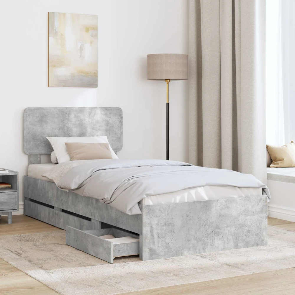 Lova Lovos rėmas Betono Pilka 75 x 190 cm Dirbtinė mediena