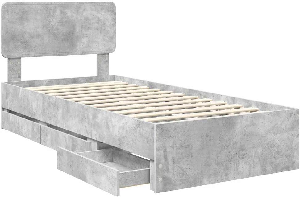 Lova Lovos rėmas Betono Pilka 75 x 190 cm Dirbtinė mediena