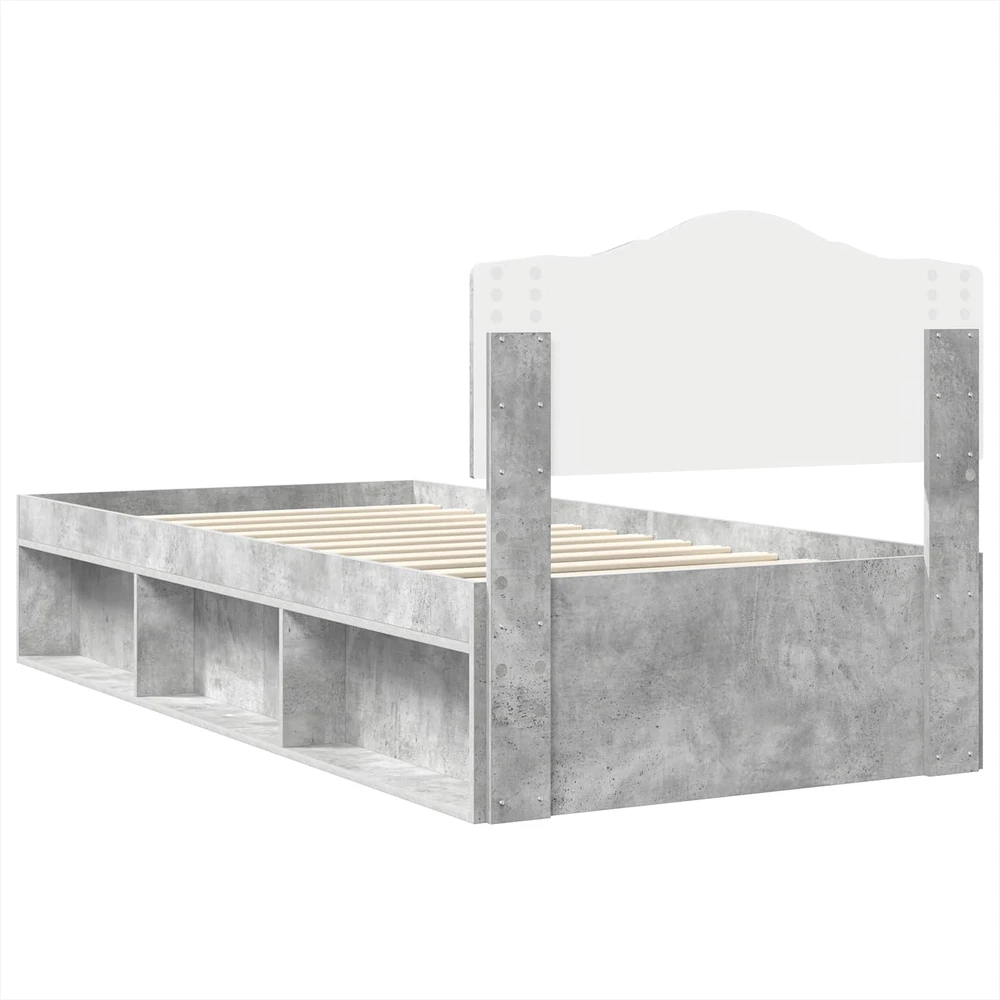 Lova Lovos rėmas Betono pilka 75 x 190 cm Kietos pušies mediena