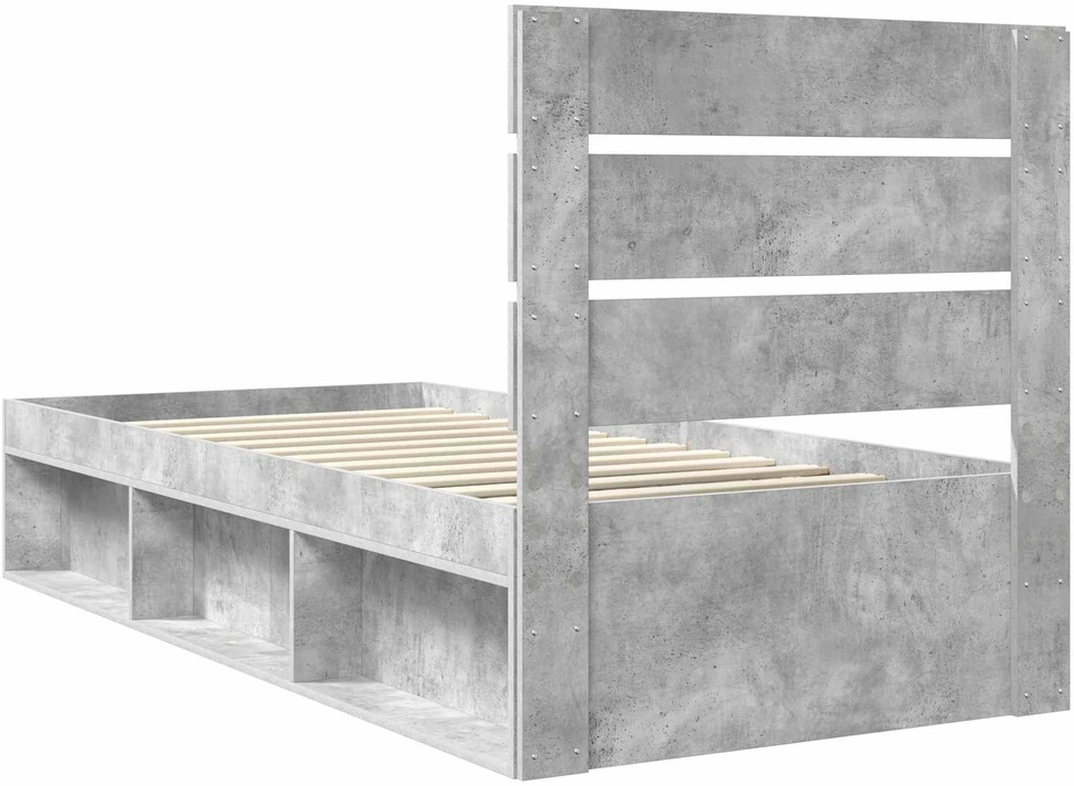 Lova Lovos rėmas Betono pilka 75 x 190 cm Kietos pušies mediena