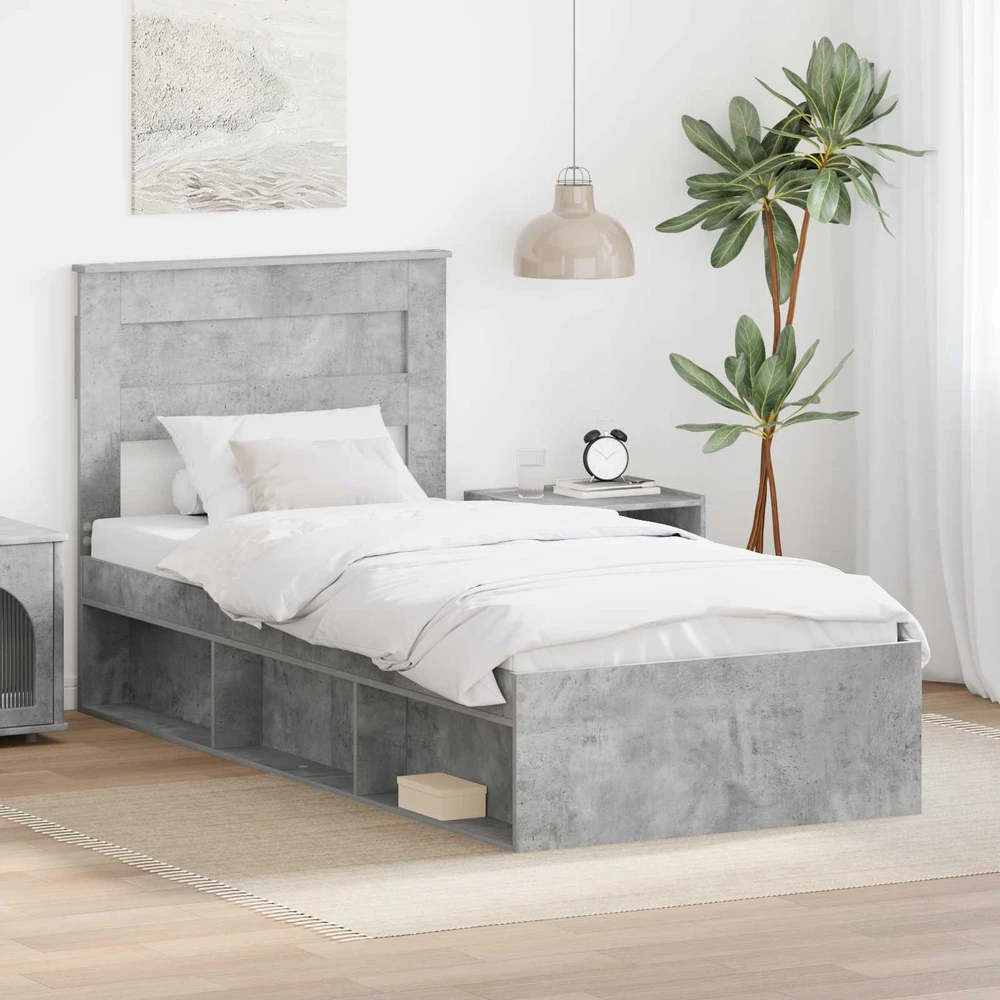 Lova Lovos rėmas Betono pilka 75 x 190 cm Kietos pušies mediena