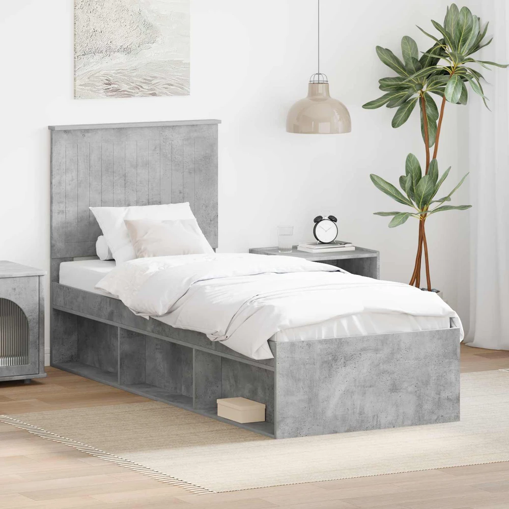 Lova Lovos rėmas Betono pilka 75 x 190 cm Kietos pušies mediena