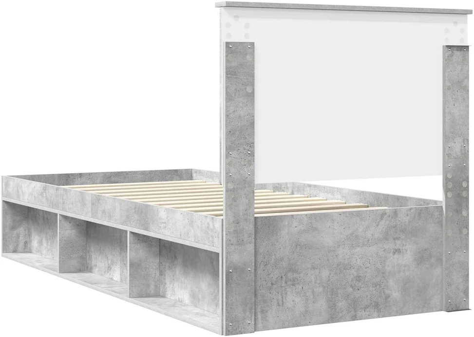 Lova Lovos rėmas Betono pilka 75 x 190 cm Kietos pušies mediena