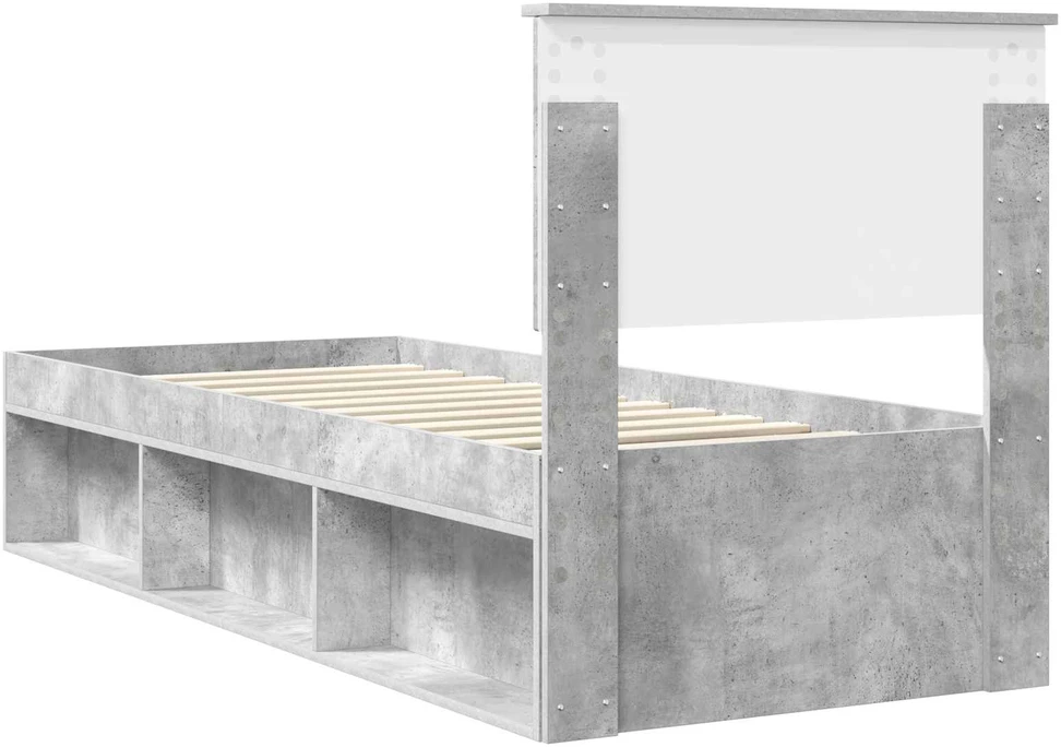 Lova Lovos rėmas Betono pilka 75 x 190 cm Kietos pušies mediena