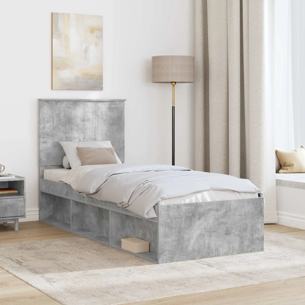 Lova Lovos rėmas Betono pilka 75 x 190 cm Kietos pušies mediena
