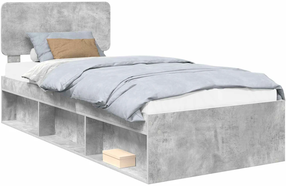 Lova Lovos rėmas Betono pilka 75 x 190 cm Kietos pušies mediena