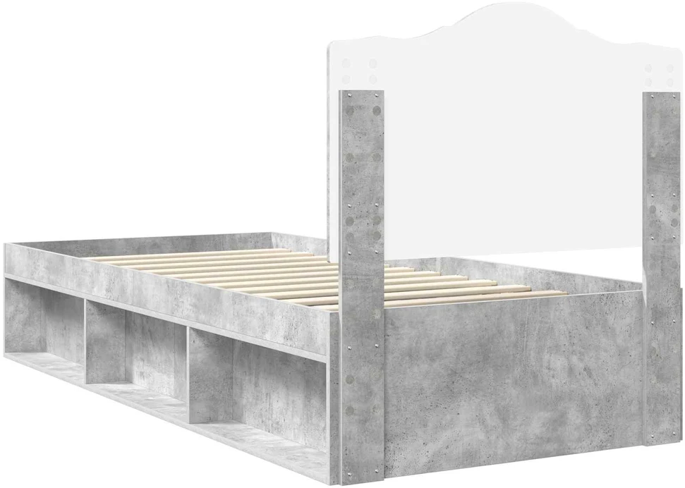 Lova Lovos rėmas Betono pilka 75 x 190 cm Kietos pušies mediena