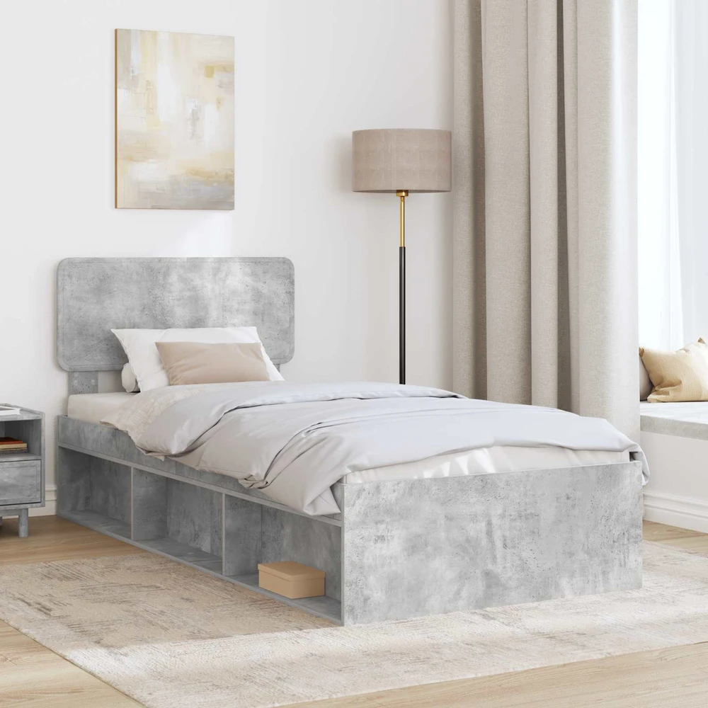 Lova Lovos rėmas Betono pilka 75 x 190 cm Kietos pušies mediena
