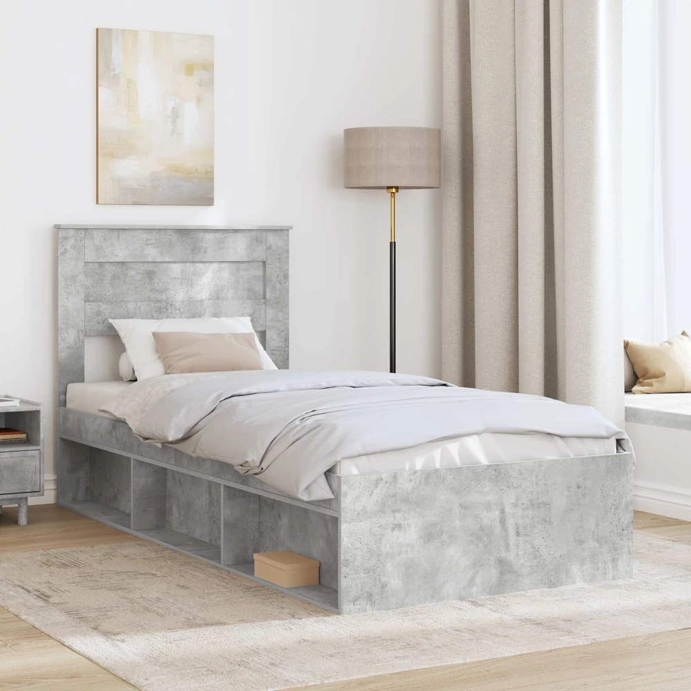 Lova Lovos rėmas Betono pilka 75 x 190 cm Kietos pušies mediena