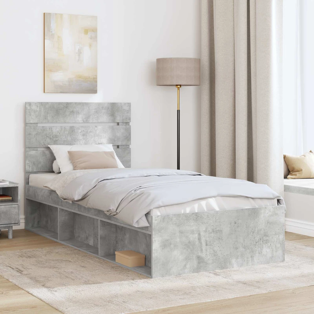 Lova Lovos rėmas Betono pilka 75 x 190 cm Kietos pušies mediena