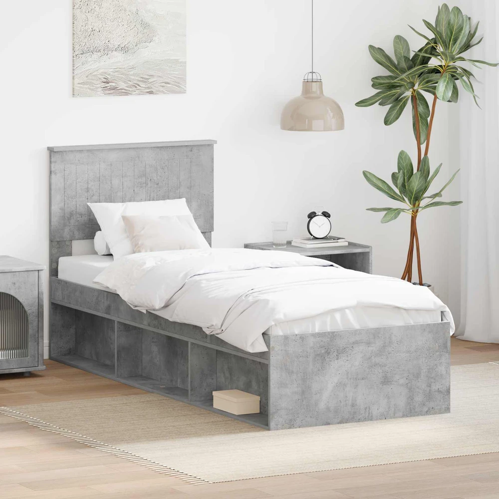 Lova Lovos rėmas Betono pilka 75 x 190 cm Kietos pušies mediena