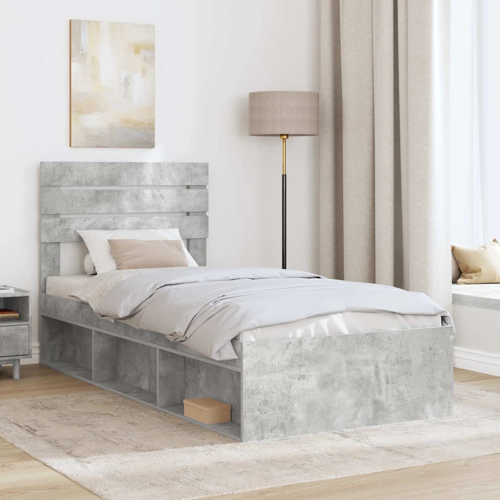 Lova Lovos rėmas Betono pilka 75 x 190 cm Kietos pušies mediena