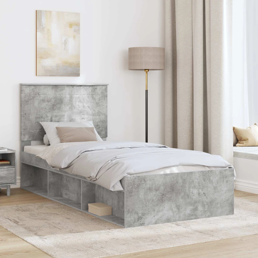 Lova Lovos rėmas Betono pilka 75 x 190 cm Kietos pušies mediena