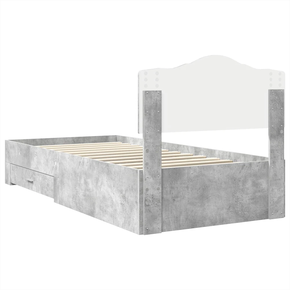 Lova Lovos rėmas Betono pilka 90 x 190 cm Apdirbta mediena