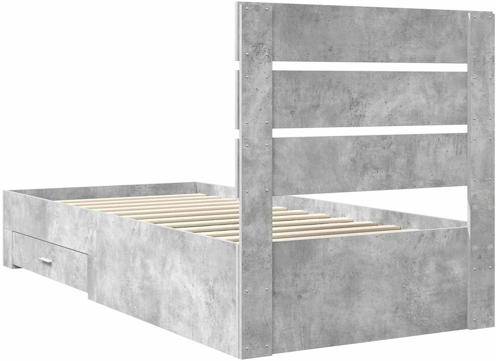 Lova Lovos rėmas Betono pilka 90 x 190 cm Apdirbta mediena