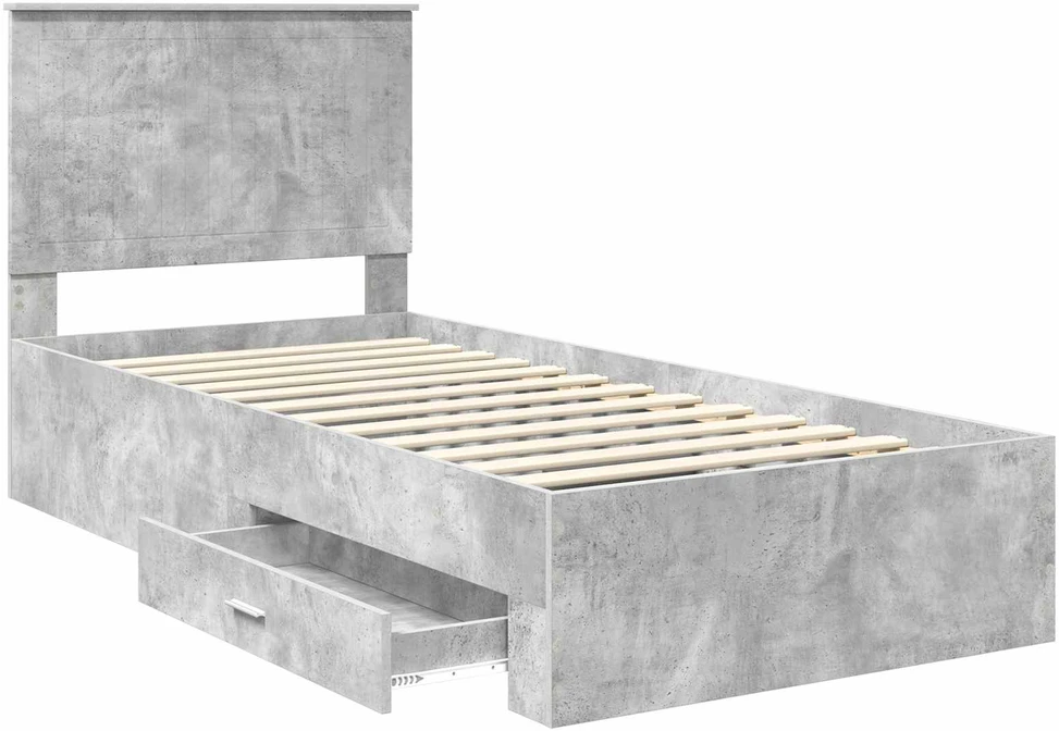 Lova Lovos rėmas Betono pilka 90 x 190 cm Apdirbta mediena