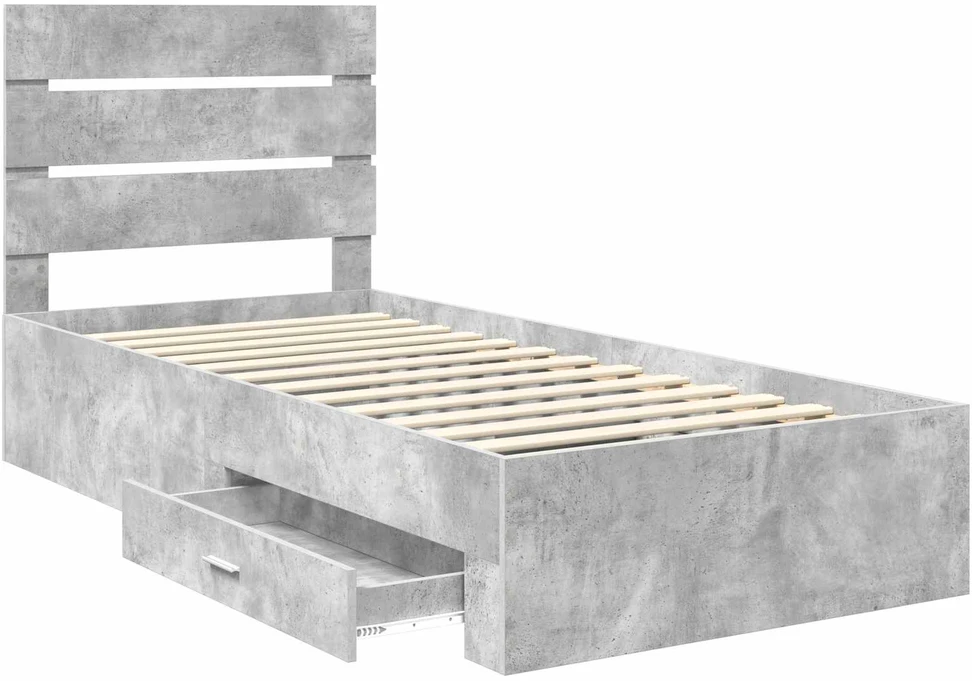 Lova Lovos rėmas Betono pilka 90 x 190 cm Apdirbta mediena