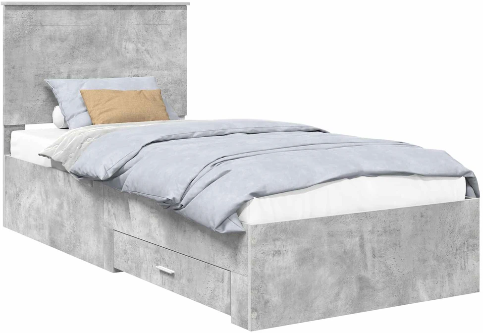 Lova Lovos rėmas Betono pilka 90 x 190 cm Apdirbta mediena