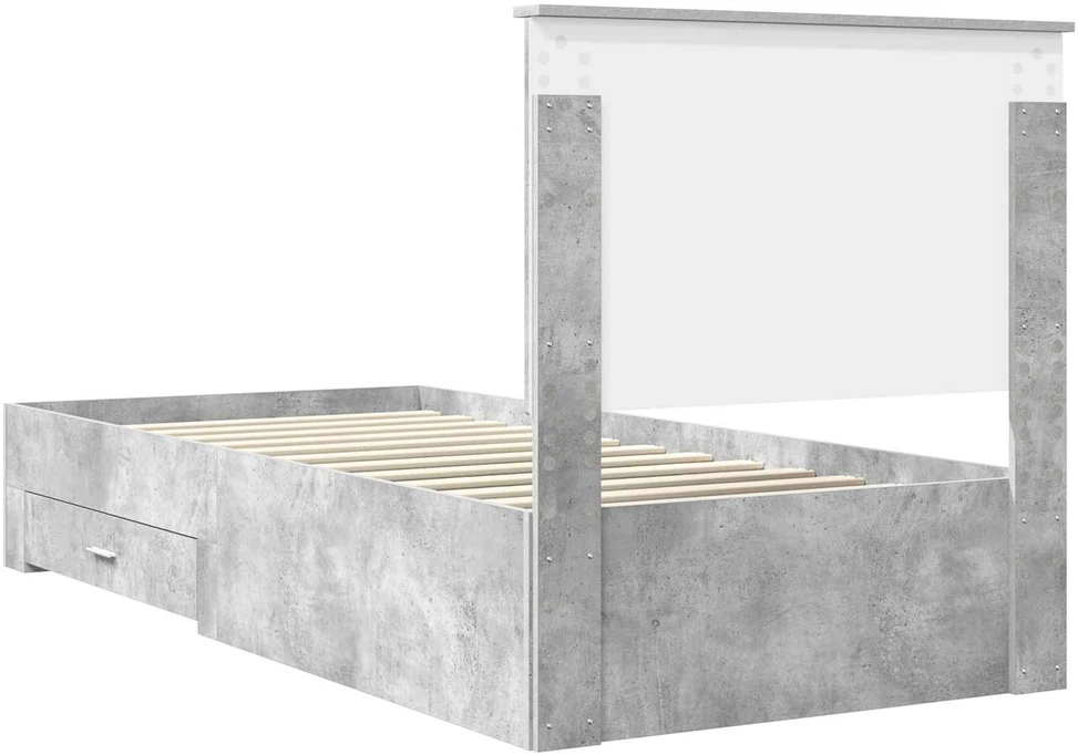 Lova Lovos rėmas Betono pilka 90 x 190 cm Apdirbta mediena