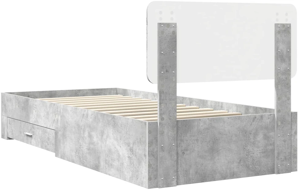 Lova Lovos rėmas Betono pilka 90 x 190 cm Apdirbta mediena