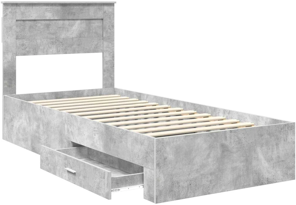 Lova Lovos rėmas Betono pilka 90 x 190 cm Apdirbta mediena
