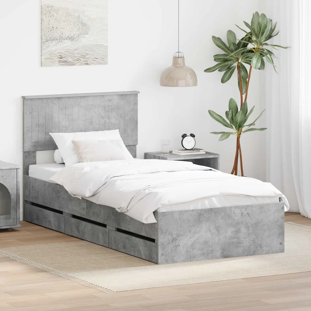 Lova Lovos rėmas Betono pilka 90 x 190 cm Inžinerinė mediena