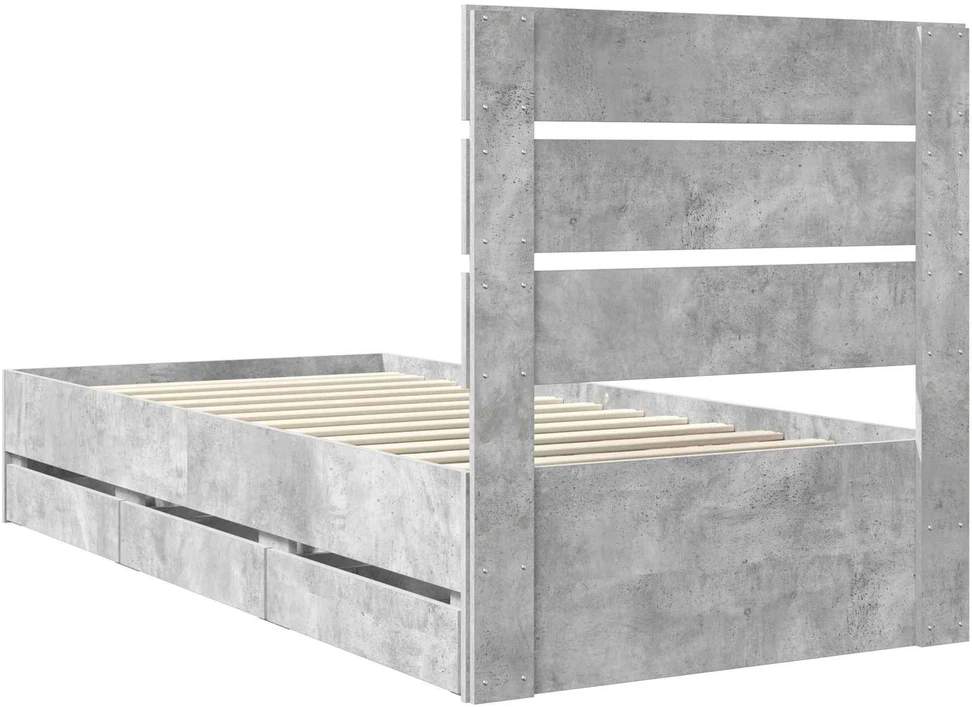 Lova Lovos rėmas Betono pilka 90 x 190 cm Inžinerinė mediena