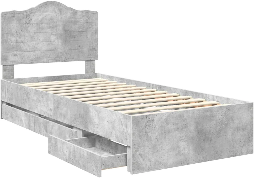 Lova Lovos rėmas Betono Pilka 90 x 190 cm Inžinerinė mediena