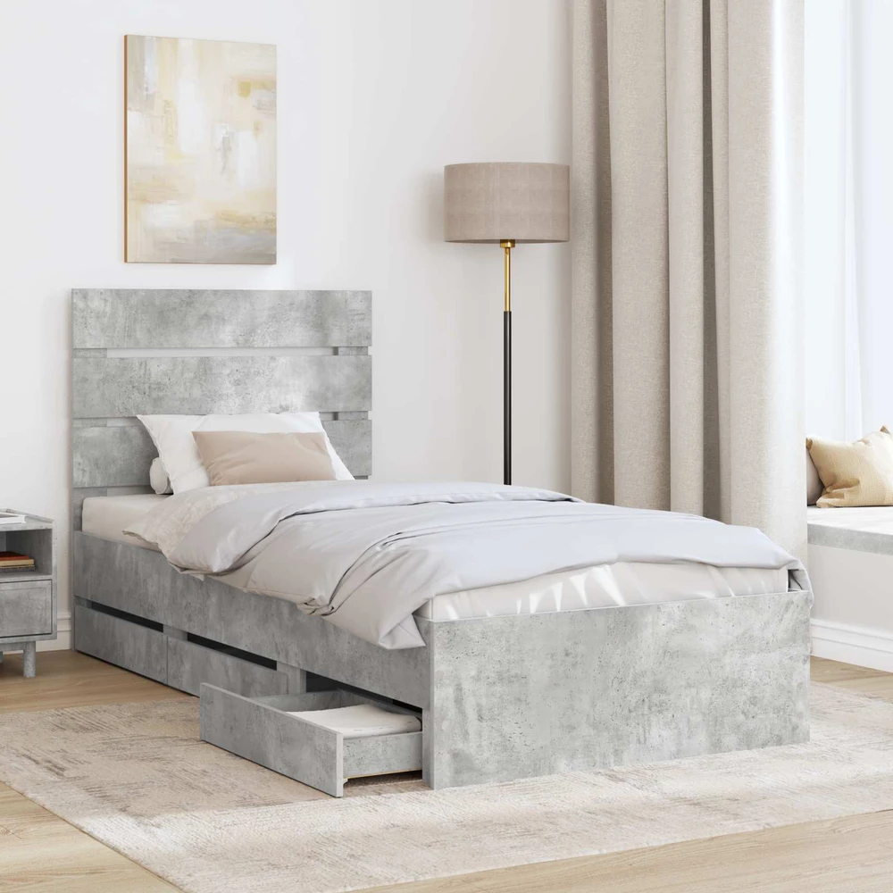 Lova Lovos rėmas Betono pilka 90 x 190 cm Inžinerinė mediena